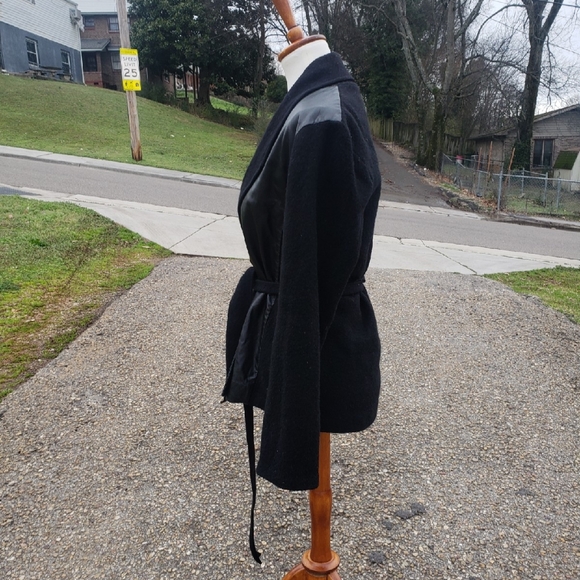 Vintage Wool and Leather Black Jacket - Picture 4 of 7